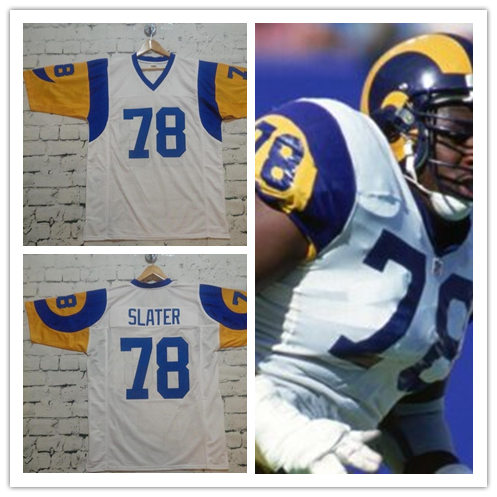 Mens Los Angeles Rams #79 Jackie Slater White 1979 Mitchell & Ness Throwback  Jersey