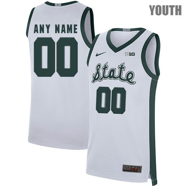 Youth Michigan State Spartans Custom Morris Peterson Miles Bridges Jaren Jackson Jr. Gary Harris 2018 White State Nike Basketball Jersey