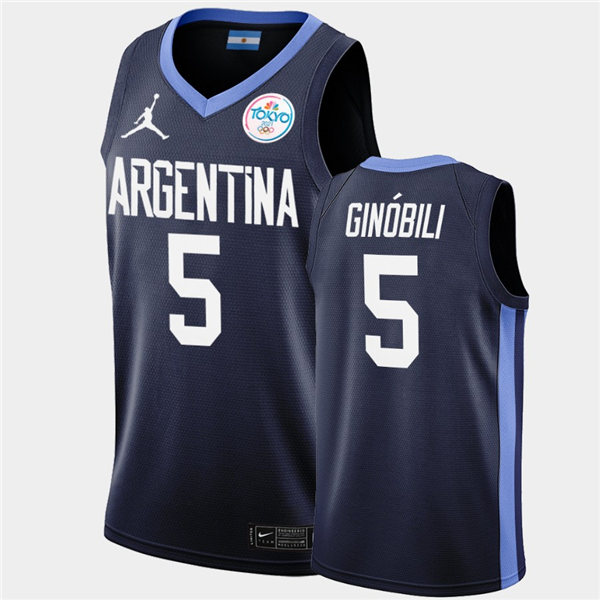 Mens Argentina Basketball Team #5 Manu Ginobili Jordan Navy Away 2020 Summer Olympics Player Jersey
