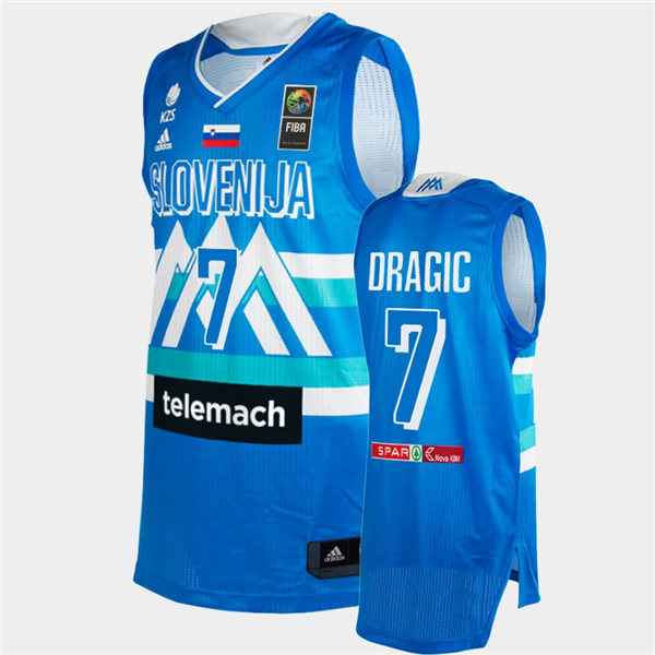 Mens Slovenia Basketball Team #77 Luka Doncic Adidas Blue Away 2020 Summer Olympics Player Jersey