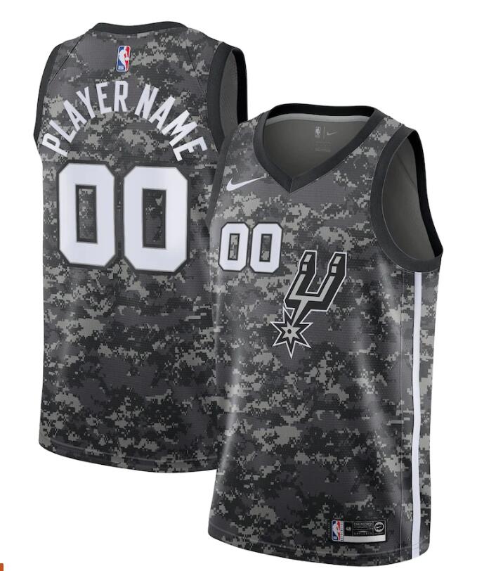 Mens San Antonio Spurs Custom Tim Duncan Tony Parker David Robinson Manu Ginobili Nike Camo 2020-21 City Edition Jersey