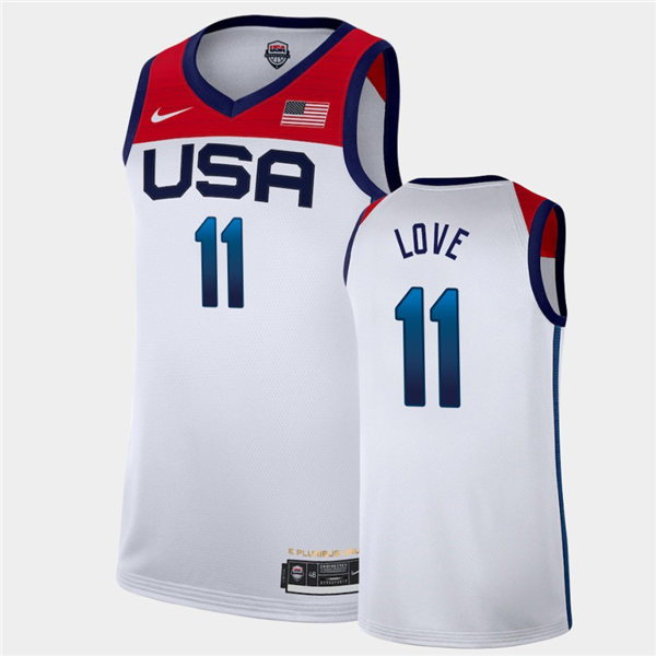 Mens USA Basketball Team #11 kevin love Nike White Home 2020 Summer Olympics Player Jersey