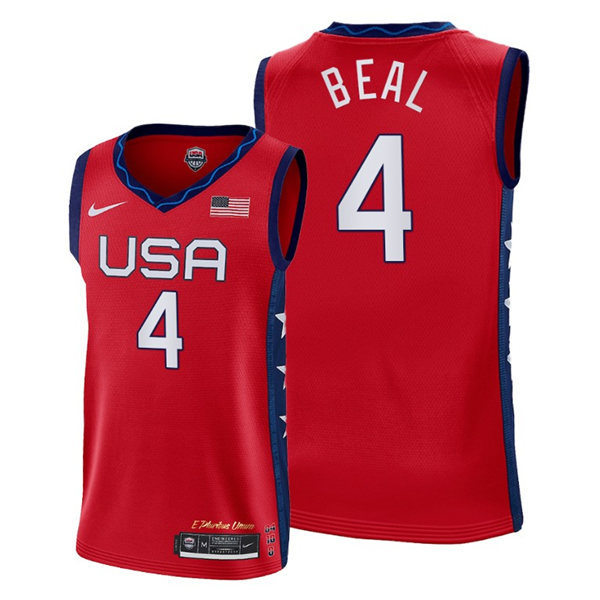 Mens USA Basketball Team #4 Bradley Beal Nike 2020 Summer Olympics Red Limited Jersey