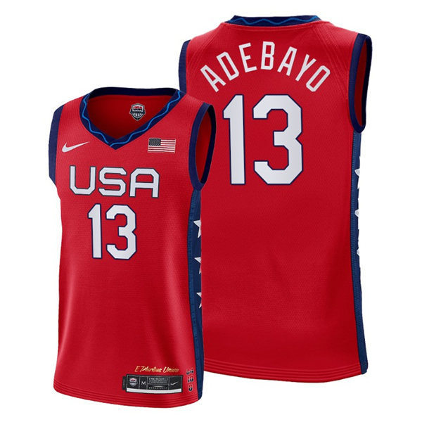 Mens USA Basketball Team #13 Bam Adebayo Nike 2020 Summer Olympics Red Limited Jersey