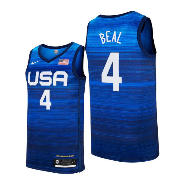 Mens USA Basketball Team #4 Bradley Beal Nike Blue Away 2020 Summer Olympics Player Jersey