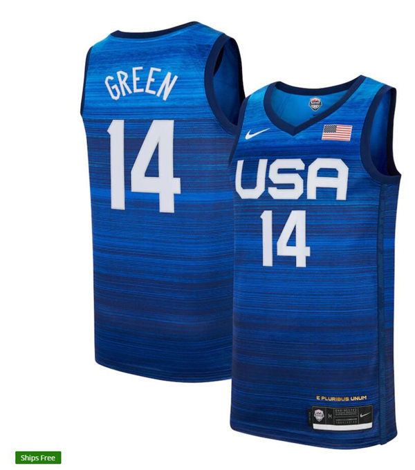 Mens USA Basketball Team #14 Draymond Green Nike Blue Away 2020 Summer Olympics Player Jersey
