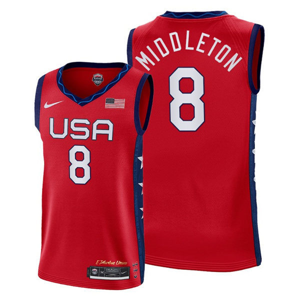 Mens USA Basketball Team #8 Khris Middleton Nike 2020 Summer Olympics Red Limited Jersey