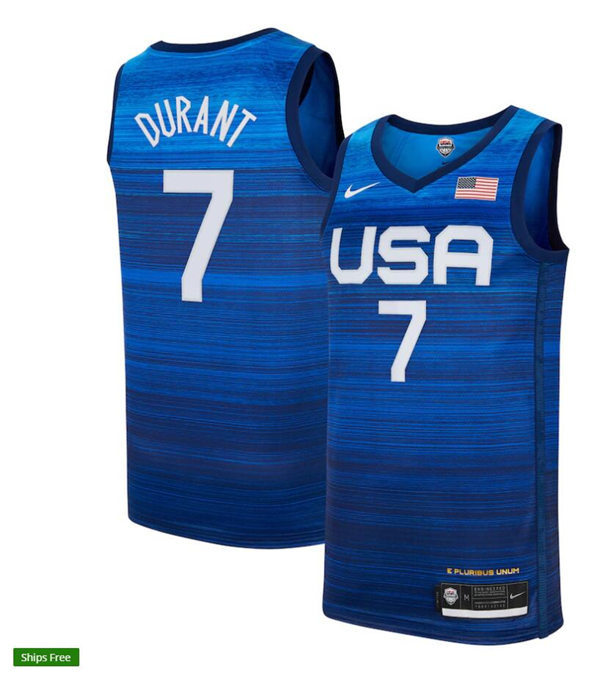 Mens USA Basketball Team #7 Kevin Durant Nike Blue Away 2020 Summer Olympics Player Jersey