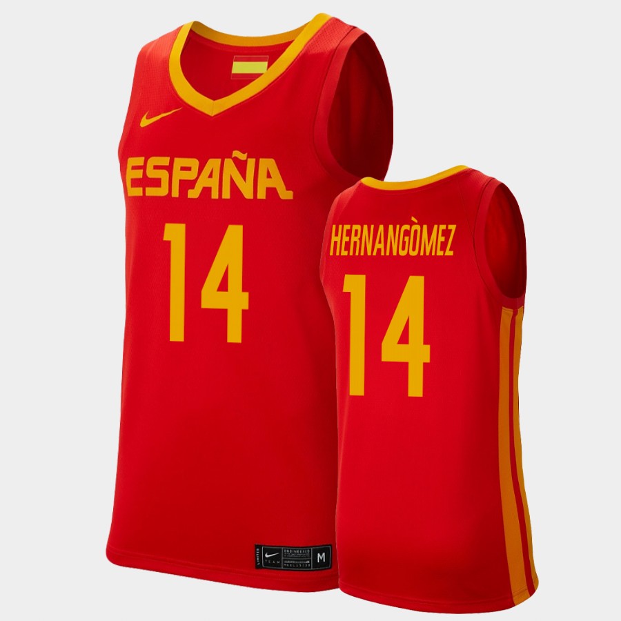 Mens Spain Basketball Team #14 Willy Hernangomez Nike Red Away 2020 Summer Olympics Player Jersey