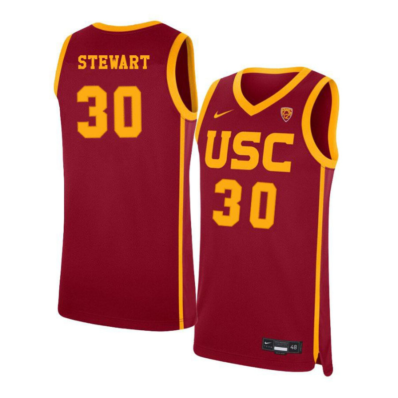 Mens USC Trojans #30 Elijah Stewart Nike Cardinal College Basketball Jersey