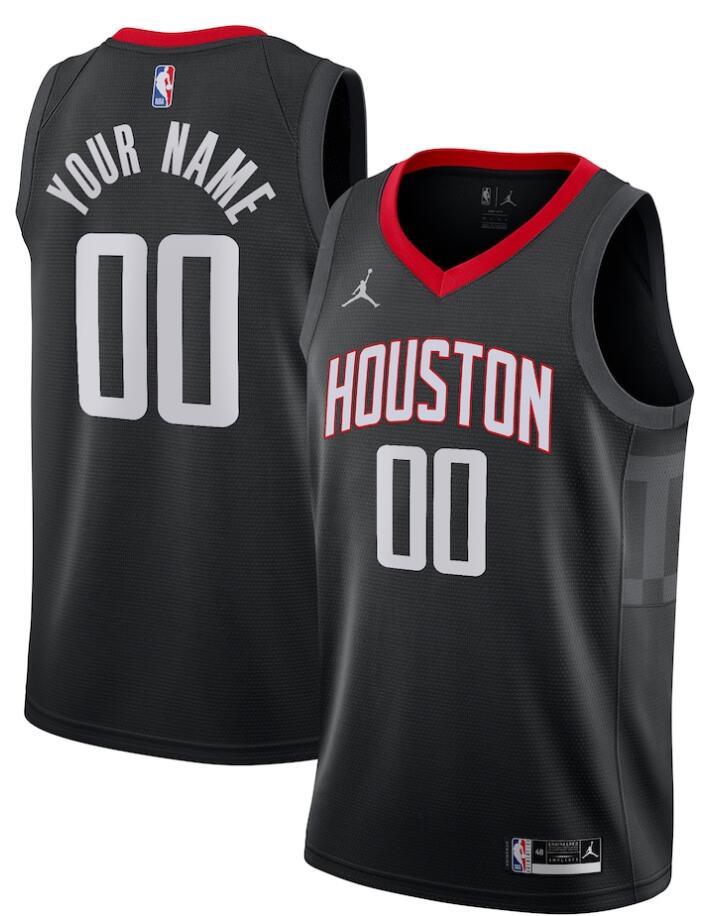 Mens Houston Rockets Custom Tracy McGrady Hakeem Olajuwon Ralph Sampson Dikembe Mutombo Black Jordan Jersey