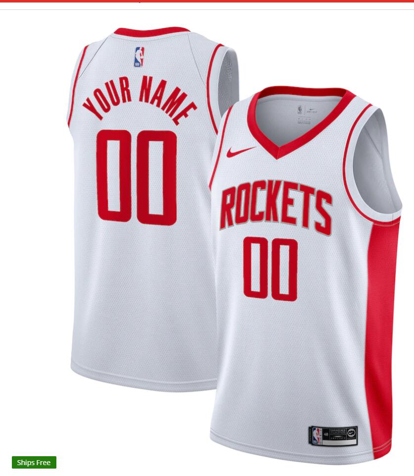 Mens Houston Rockets Custom Hakeem Olajuwon Ralph Sampson Dikembe Mutombo Nike White Jersey