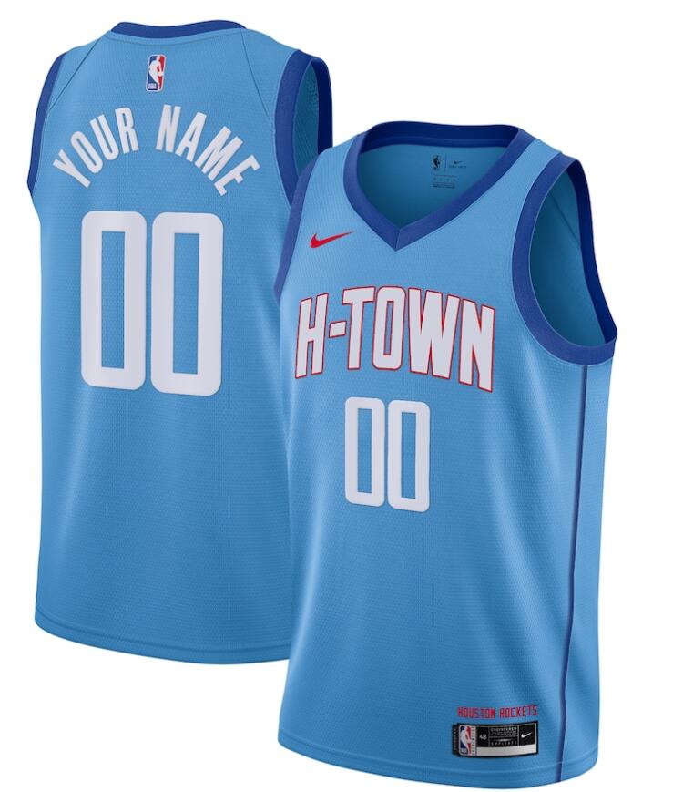 Mens Houston Rockets Custom Tracy McGrady Yao Ming Clyde Drexler Evan Mobley Nike Blue 2021 City Edition Jersey