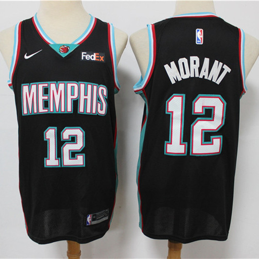 Mens Memphis Grizzlies #12 Ja Morant Black Nike Classic Edition Swingman Jersey