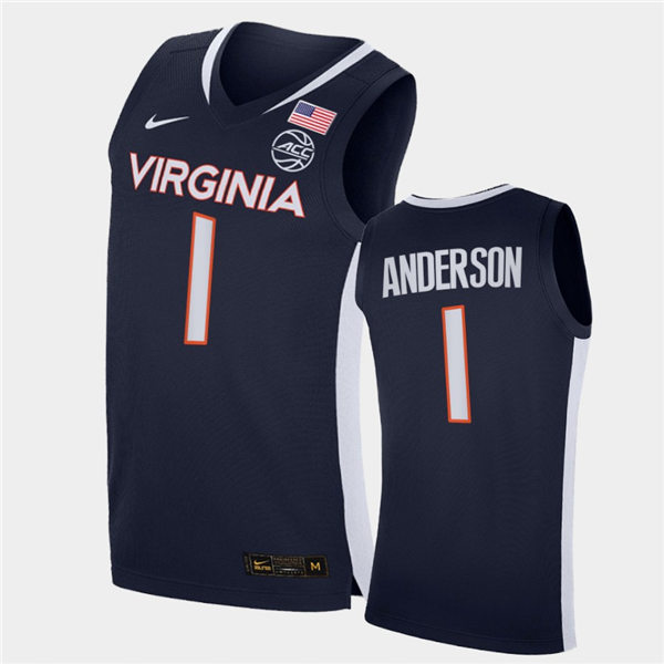Mens Virginia Cavaliers #1 Justin Anderson Nike 2020 Navy Unity Road College Basketball Game Jersey