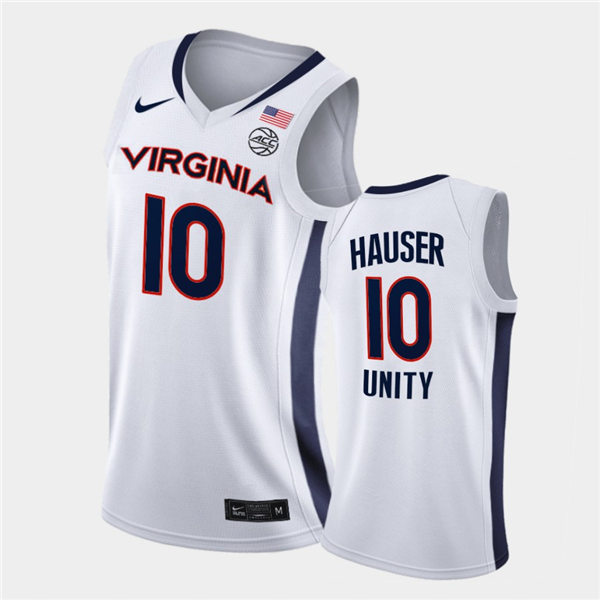 Mens Virginia Cavaliers #10 Sam Hauser Nike 2020 White Unity College Basketball Game Jersey