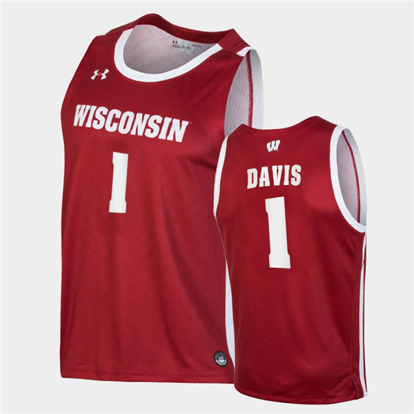 Mnes Youth Wisconsin Badgers #1 Johnny Davis Red 2022 College Basketball Game Jersey