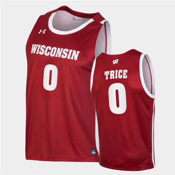 Mens Wisconsin Badgers #0 D'Mitrik Trice Under Armour Red College Basketball Game Jersey