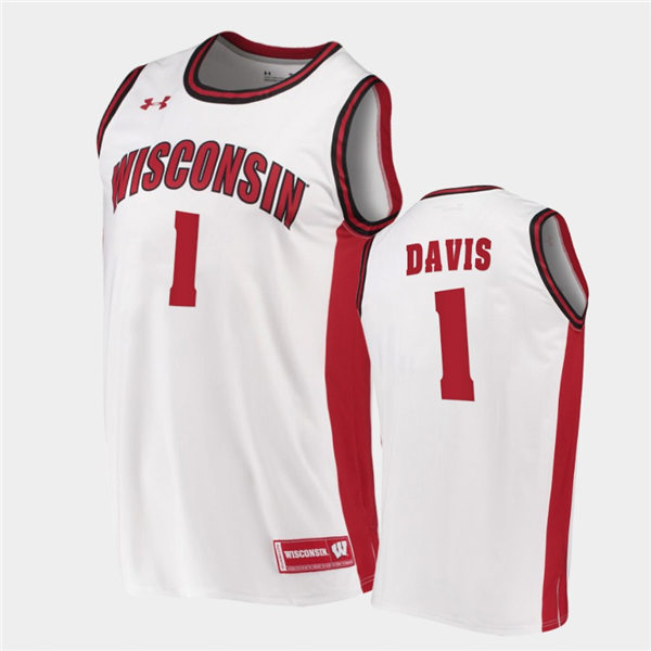 Mnes Youth Wisconsin Badgers #1 Johnny Davis 2022 White College Basketball Game Jersey
