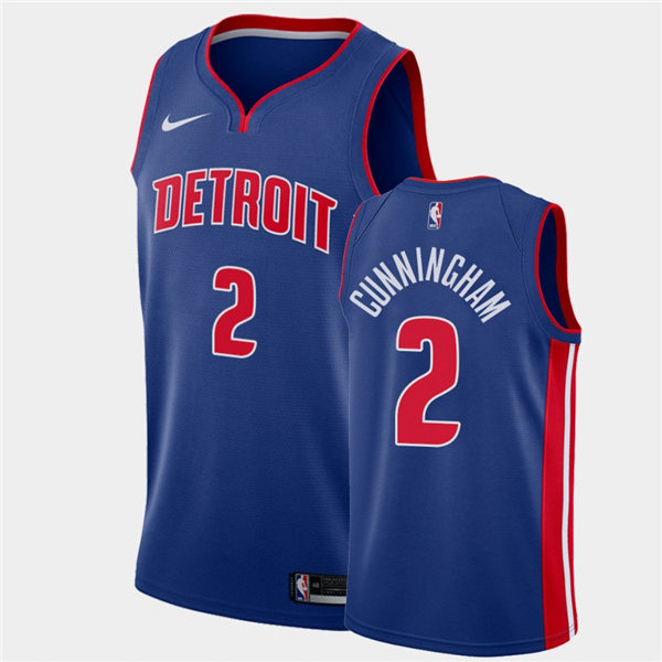 Mens Detroit Pistons 2 Cade Cunningham Nike Blue Icon Edition Swingman