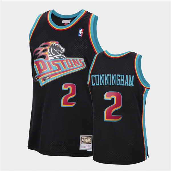 Mens Detroit Pistons #2 Cade Cunningham Black Hardwood Classics Jersey