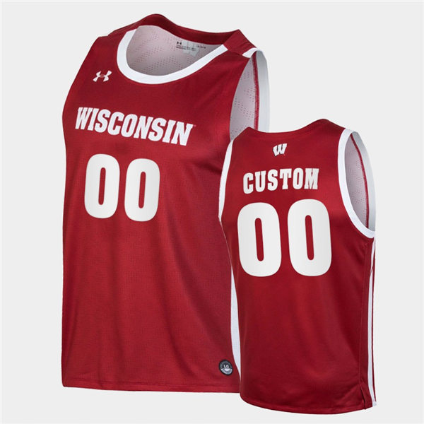 Mens Youth Wisconsin Badgers Custom 2018-23 Cardinal College Basketball Game Jersey