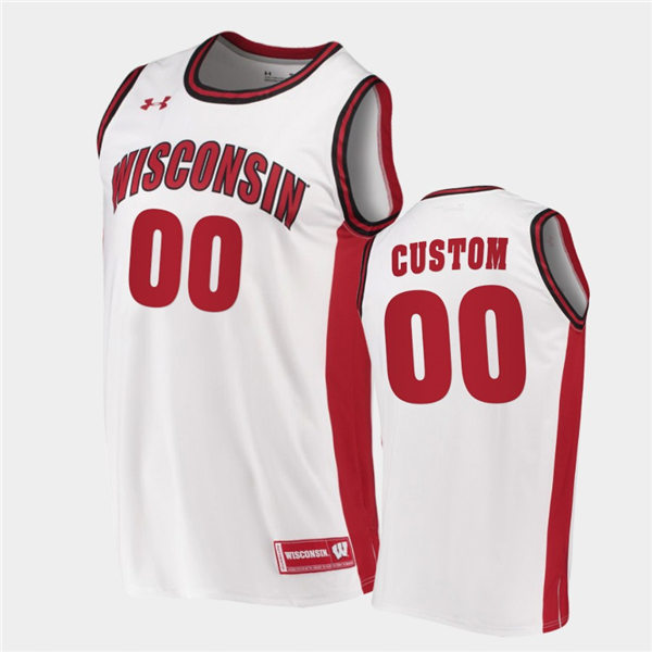 Mens Wisconsin Badgers Custom Bronson Koenig D'Mitrik Trice Sam Dekker Frank Kaminsky Ab Nicholas Under Armour White Basketball Jersey