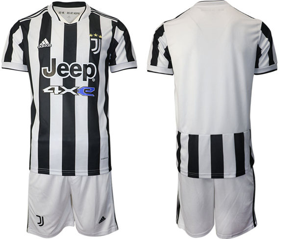Mens Juventus Blank 2021 White Black Home Soccer Jersey kit
