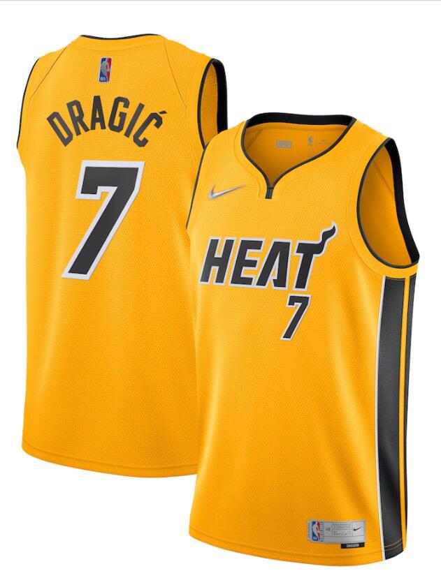 Mens Miami Heat #7 Goran Dragic Nike Gold Earned Edition Swingman Jersey