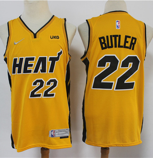 Mens Miami Heat #22 Jimmy Butler Nike Gold Earned Edition Swingman Jersey