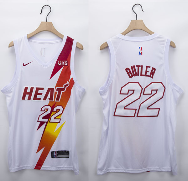 Mens Miami Heat #22 Jimmy Butler Nike White 2021 Fashion Swingman Jersey
