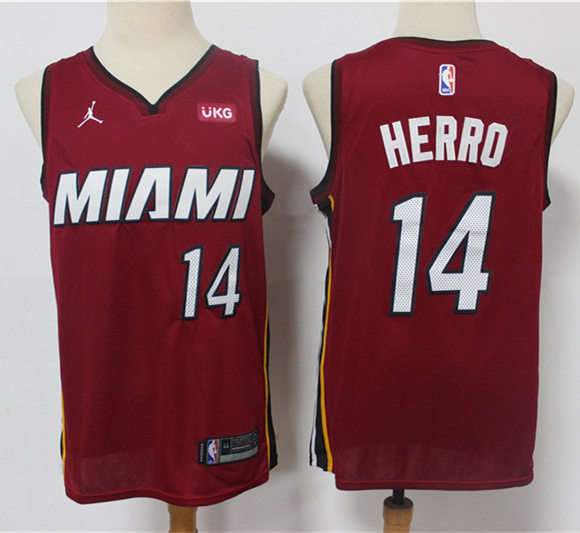 Mens Miami Heat #14 Tyler Herro Red Statement Edition Swingman Jersey