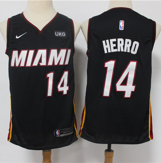 Mens Miami Heat #14 Tyler Herro Black Nike Icon Edition Swingman Jersey