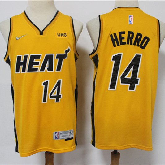 Mens Miami Heat #14 Tyler Herro Nike Gold Earned Edition Swingman Jersey