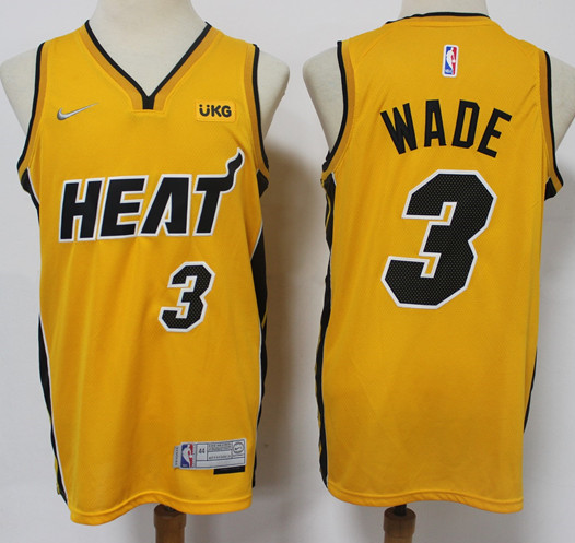 Mens Miami Heat #3 Dwyane Wade Nike Gold Earned Edition Swingman Jersey