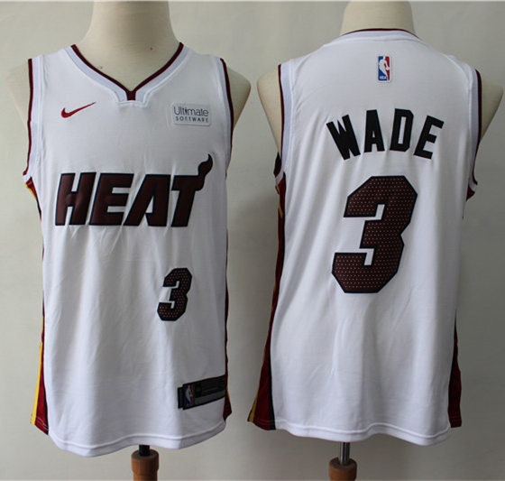 Mens Miami Heat #3 Dwyane Wade Nike White Association Edition Swingman Jersey