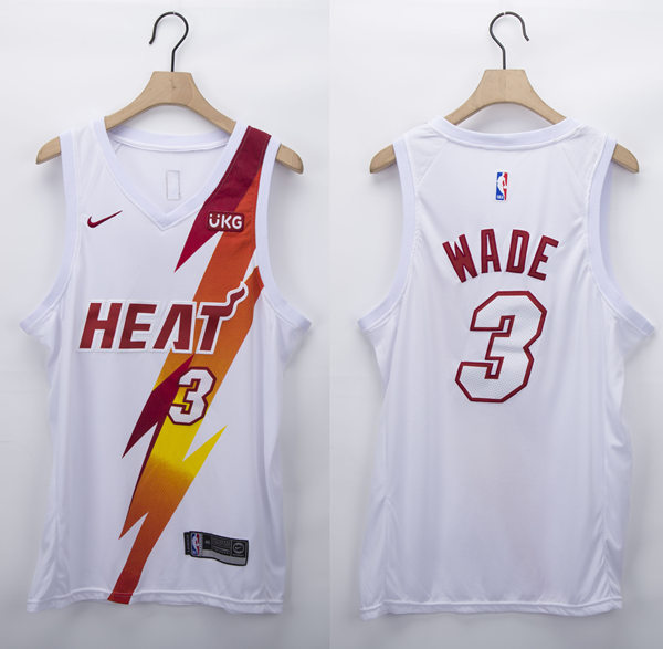 Mens Miami Heat #3 Dwyane Wade Nike White 2021 Fashion Swingman Jersey