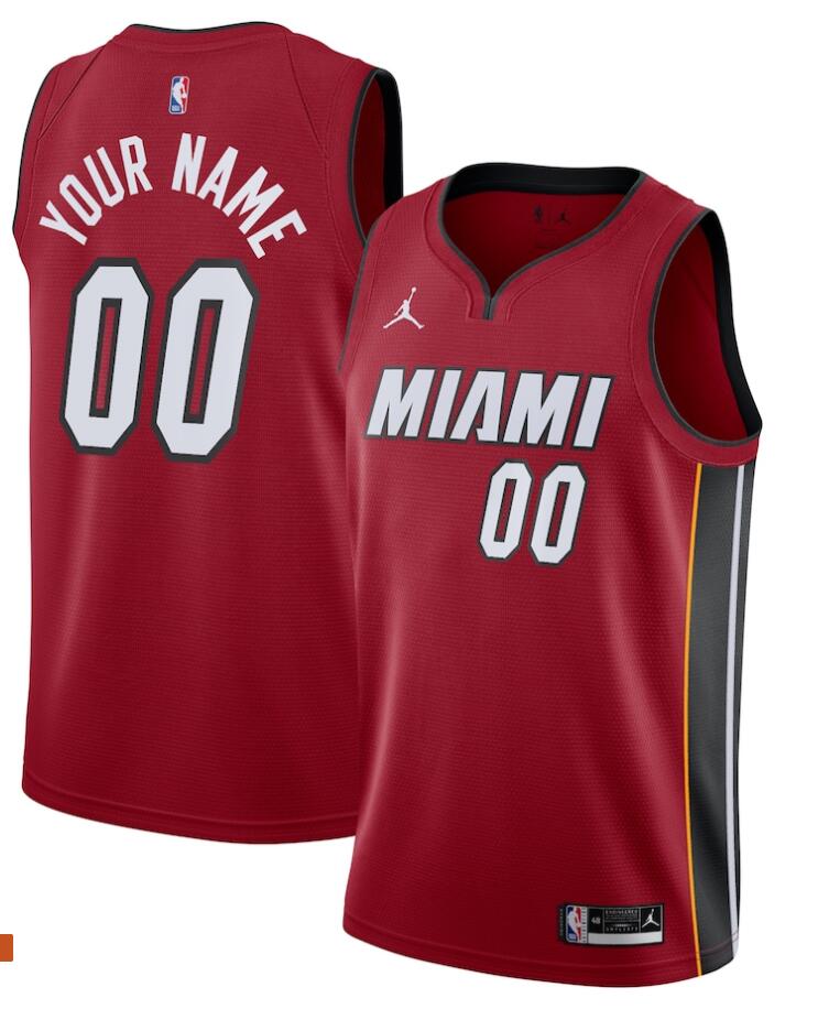 Mens Miami Heat Custom Tim Hardaway Udonis Haslem Shaquille O'Neal Ray Allen Chris Bosh LeBron James Jordan Red Statement Jersey