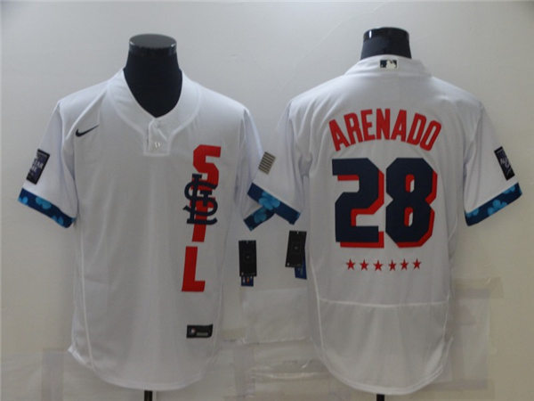 Mens St. Louis Cardinals #28 Nolan Arenado Nike White Stitched 2021 MLB All-Star Game Jersey