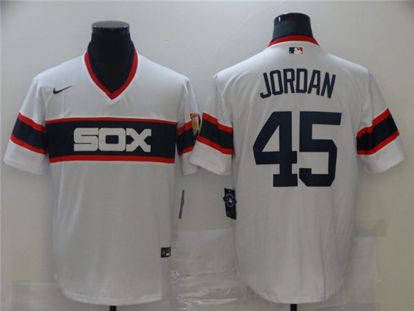 Men's Chicago White Sox Retired Player #45 Michael Jordan Nike White Cooperstown Collection Jersey