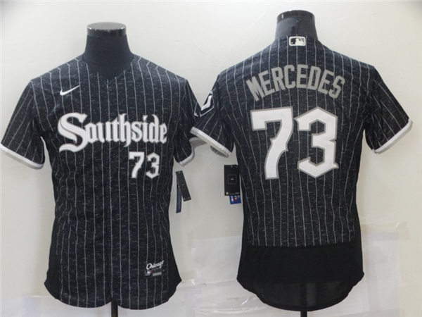 Mens Chicago White Sox #73 Yermin Mercedes Stitched Nike Black 2021 MLB City Connect Jersey