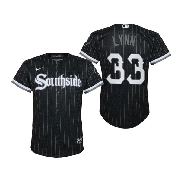 Youth Chicago White Sox #33 Lance Lynn Nike Black 2021 City Connect Replica Jersey