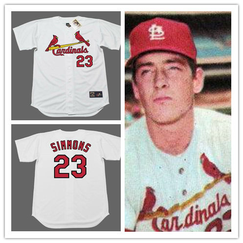 Mens St. Louis Cardinals #23 TED SIMMONS 1970 Home White Majestic Throwback Baseball Jersey