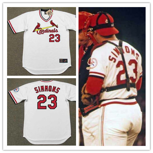 Mens St. Louis Cardinals #23 TED SIMMONS 1976 Home White Pullover Majestic Throwback Baseball Jersey