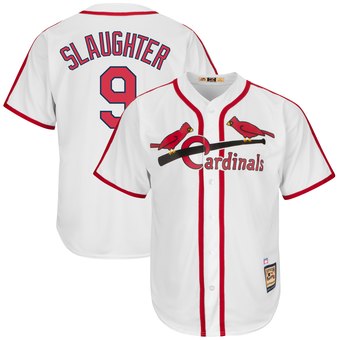 Mens St. Louis Cardinals #9 Enos Slaughter White Majestic Cooperstown Collection Throwback Jersey