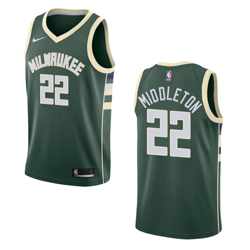 Womens Milwaukee Bucks #22 Khris Middleton Hunter Green Nike Icon Edition Jersey
