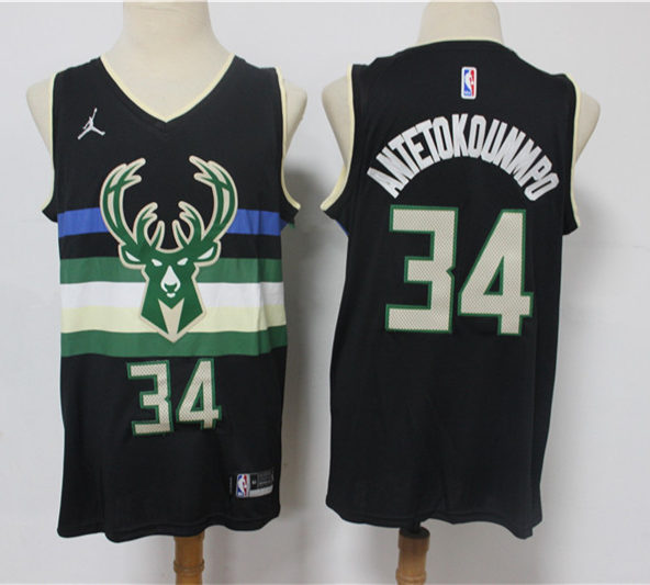 Womens Milwaukee Bucks #34 Giannis Antetokounmpo Jordan Brand Black Statement Edition Swingman Jersey