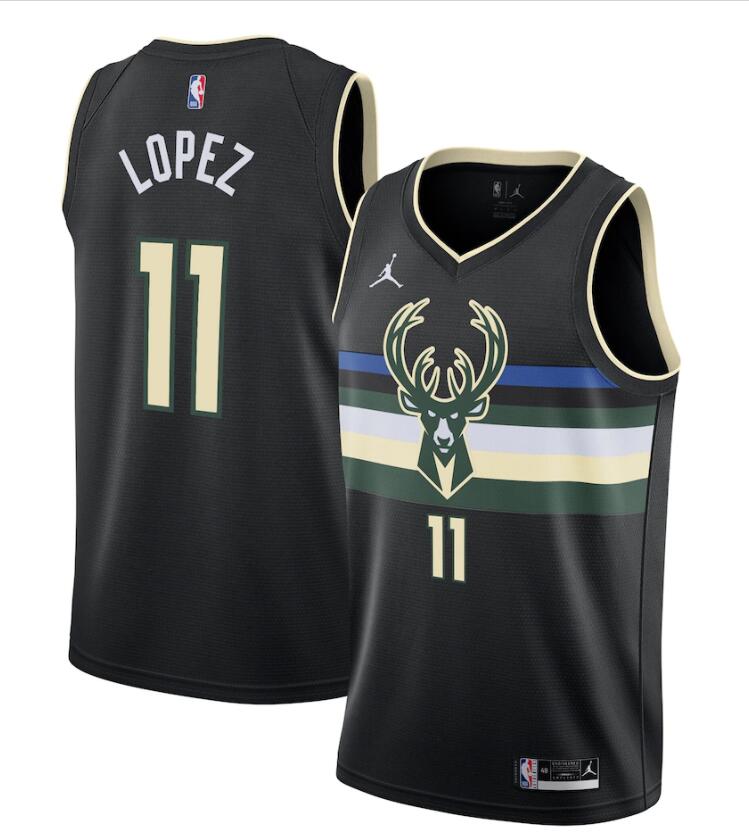 Womens Milwaukee Bucks #11 Brook Lopez Jordan Brand Black Statement Edition Swingman Jersey