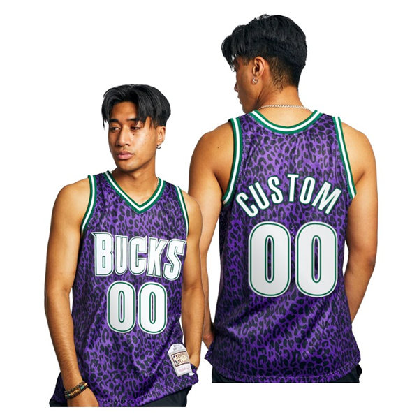 Mens Milwaukee Bucks Custom Ray Allen Gary Payton Toni Kukoc Bob Dandridge Brook Lopez Mitchell & Ness Green Wild Life Jersey