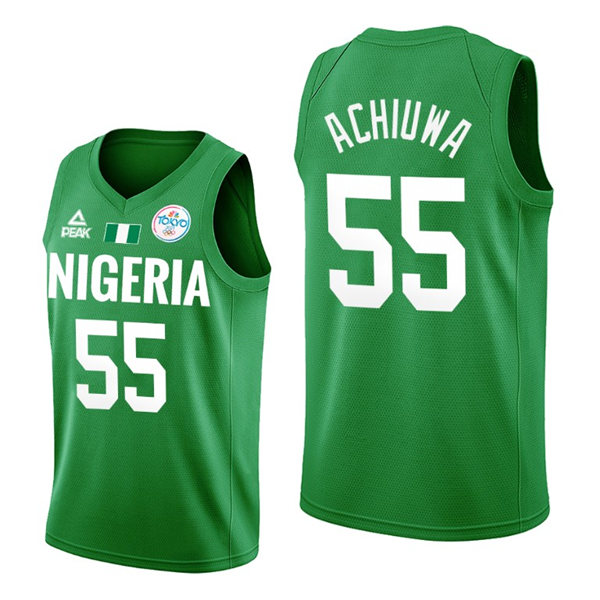 Mens Nigeria Basketball Team #55 Precious Achiuwa Adidas Green 2020 Summer Olympics Player Jersey